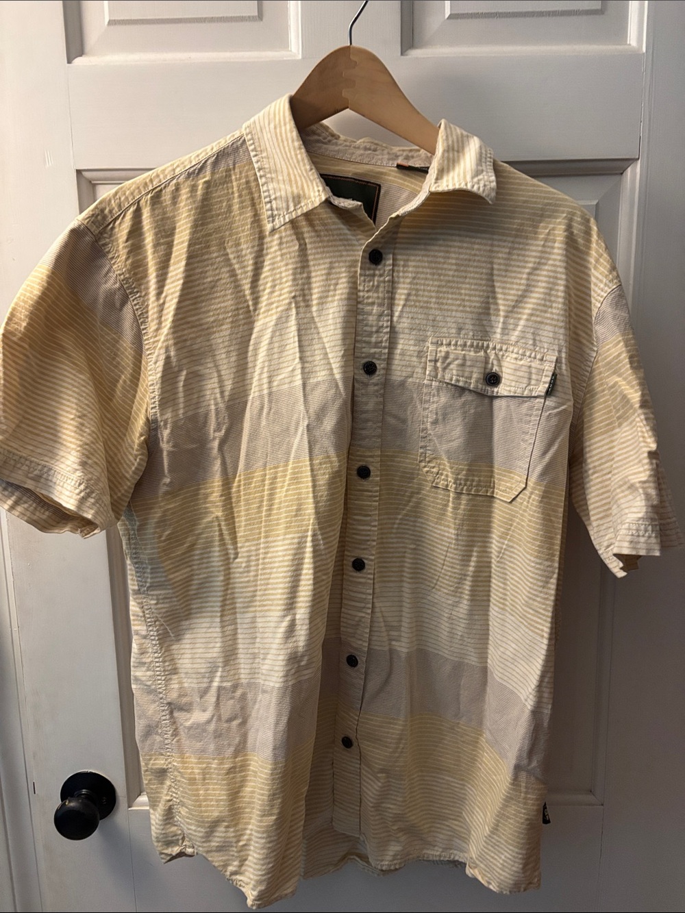 Howler Brothers Yellow and Cream Short-Sleeve Button-Down Shirt